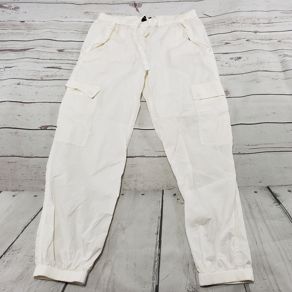 Theory White Cropped Cargo Jogger Pants